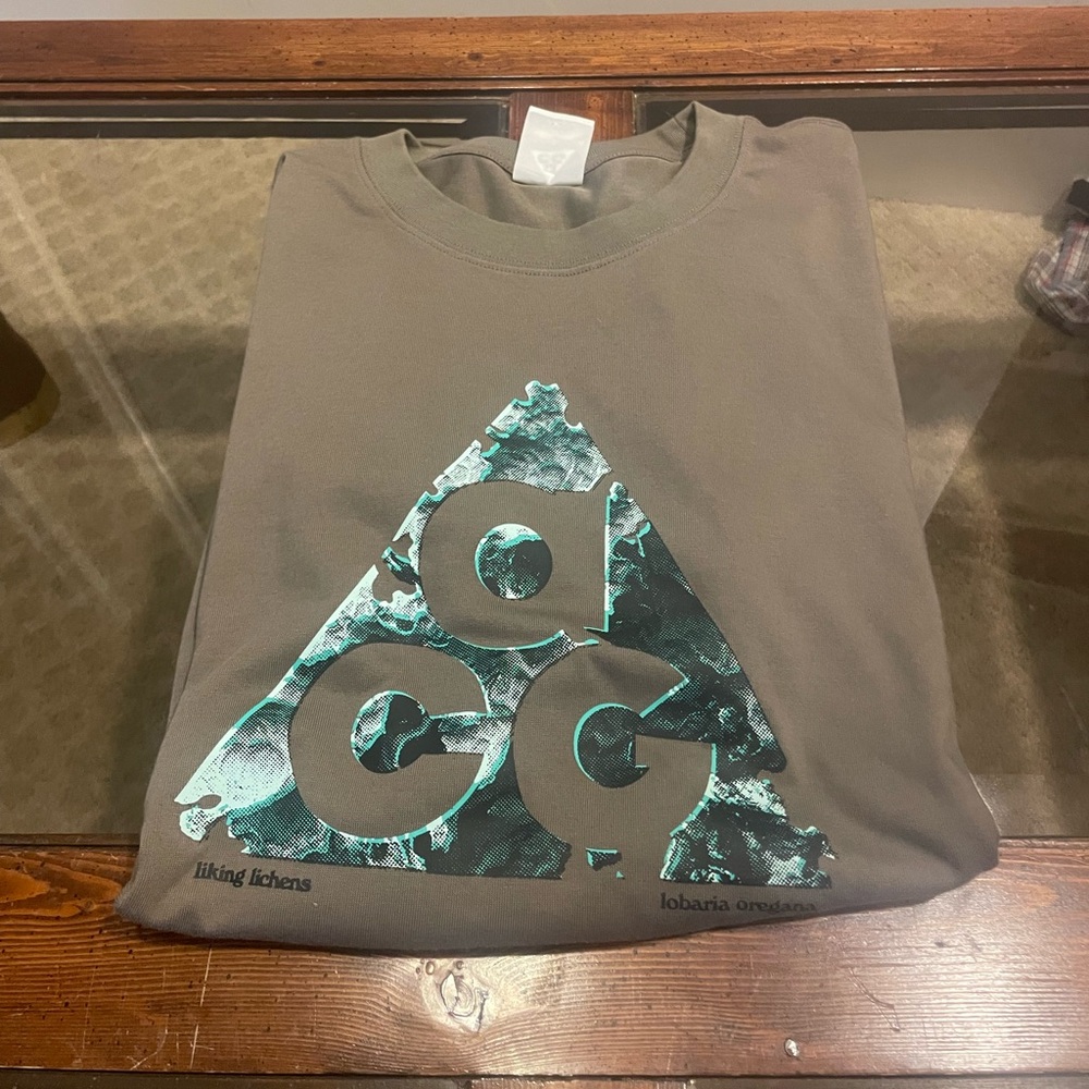 Nike ACG Green Shirt with Teal Graphic, Size L